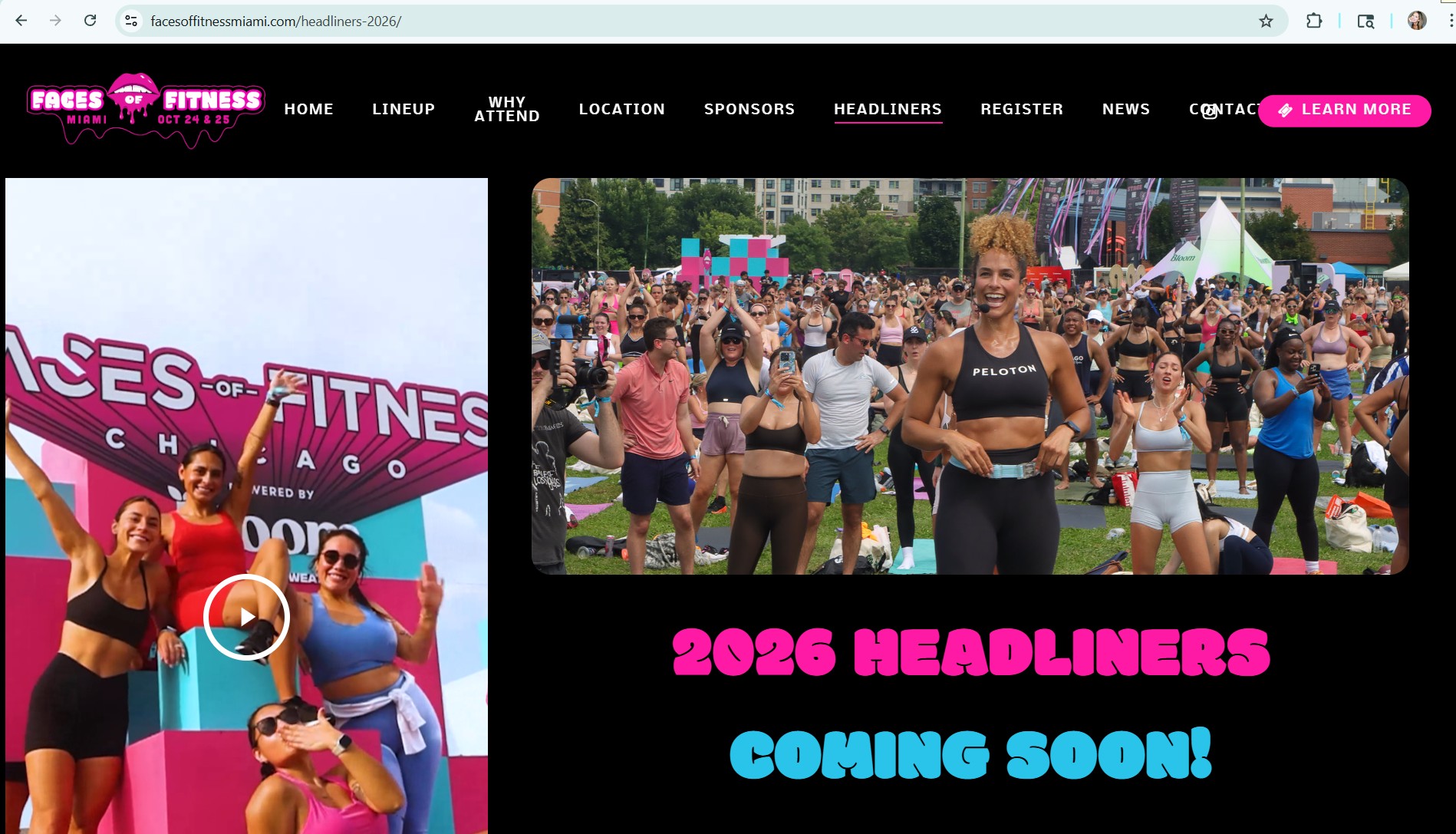 Miami event similar to Faces of Fitness Chicago with a photo of Jess Sims, Peloton instructor