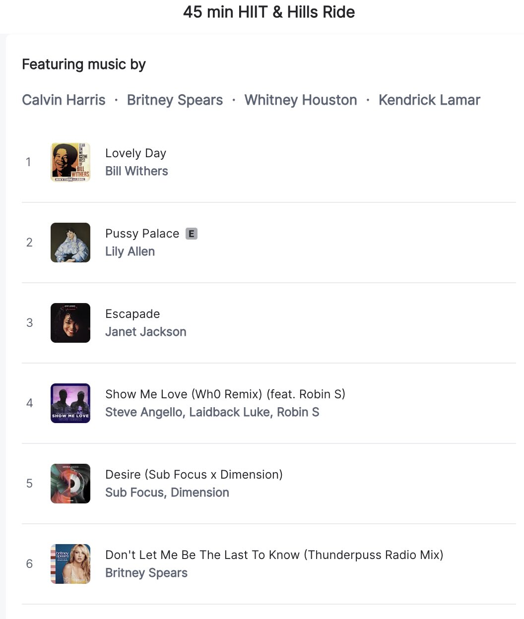 Hannah Frankson HIIT and Hills playlist 1