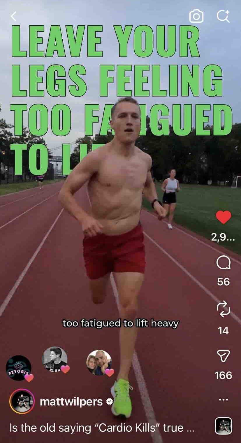 Matt Wilpers strength training marathon - IG clip