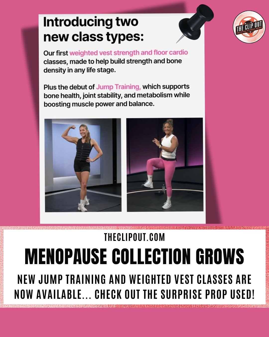 Menopause classes expanded for jump training and more weighted vest content