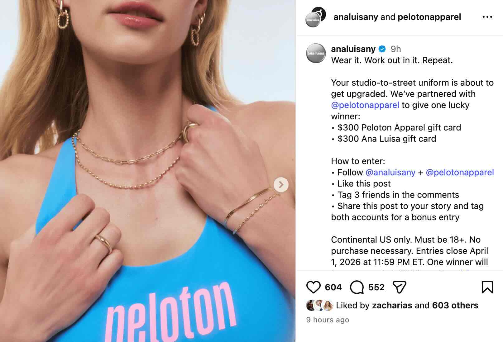 Peloton Ana Luisa giveaway 1