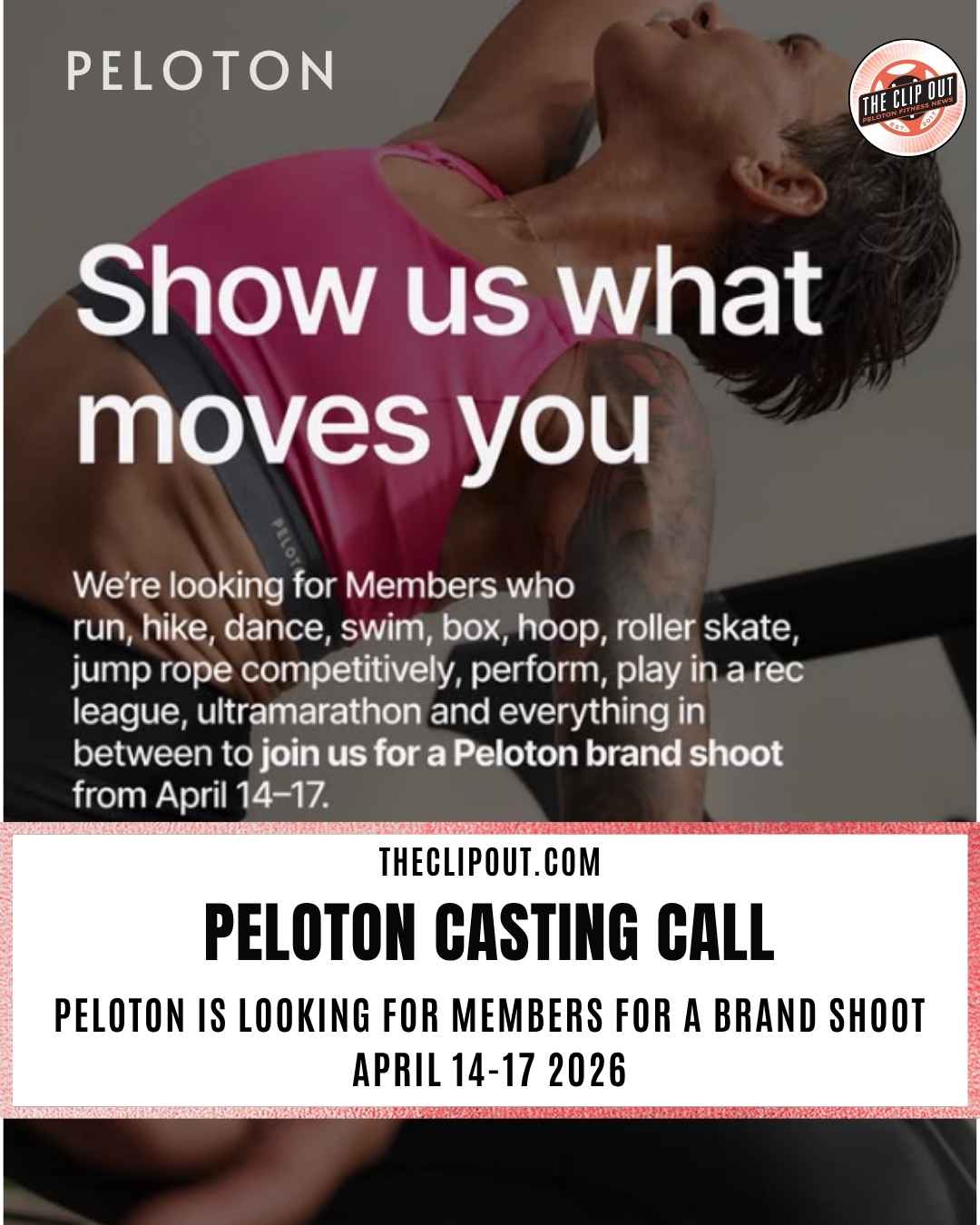 Peloton Casting Call peloton is looking for members for a brand shoot april 14-17 2026