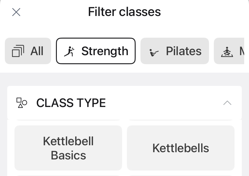 Peloton Kettlebell filter
