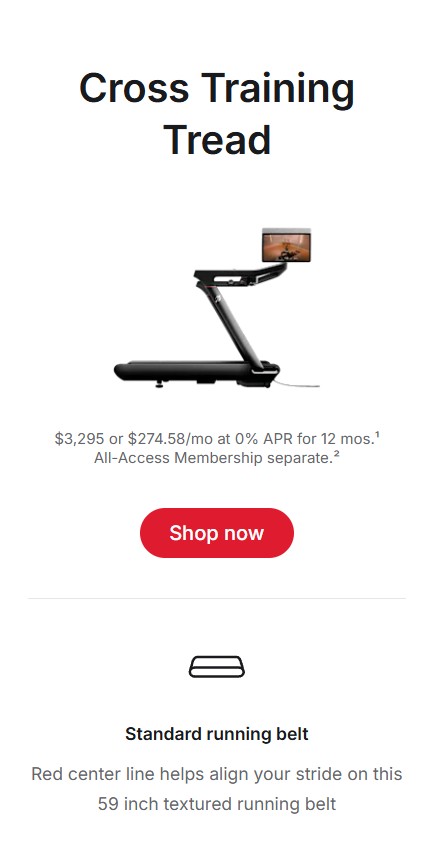 Peloton lower cost treadmill cross training series