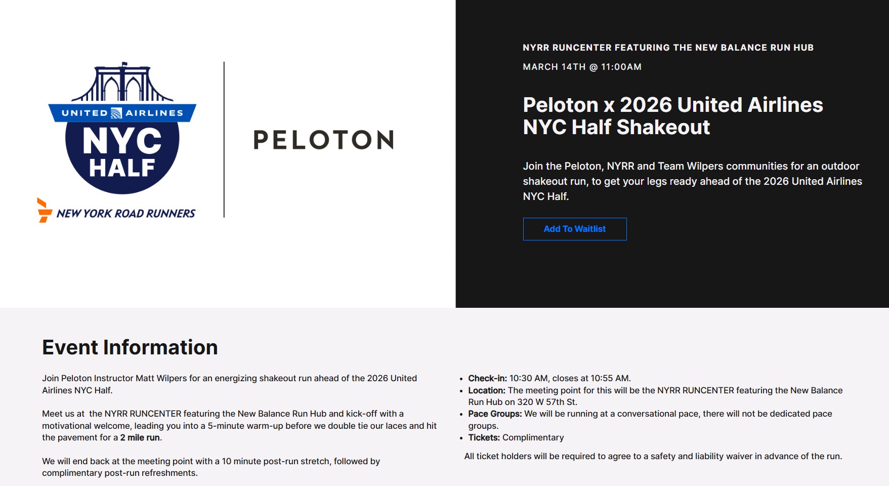 Peloton shakeout run details