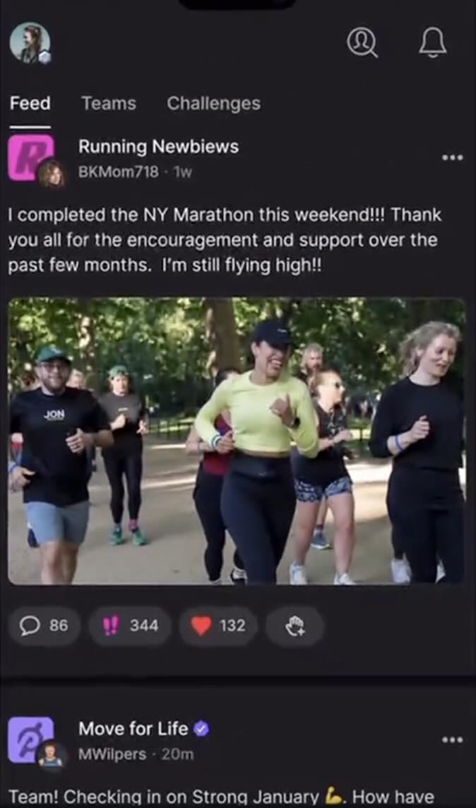 Peloton Teams IG story