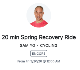 Sam Spring Recovery Ride class