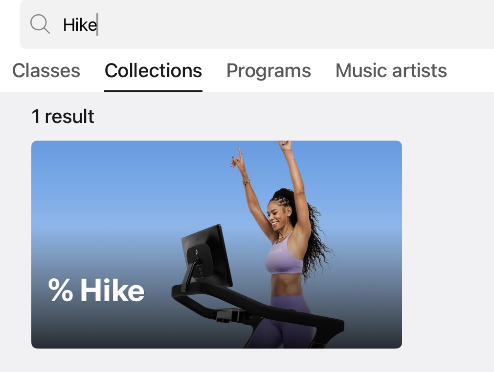 Peloton Hike Collection search instructions