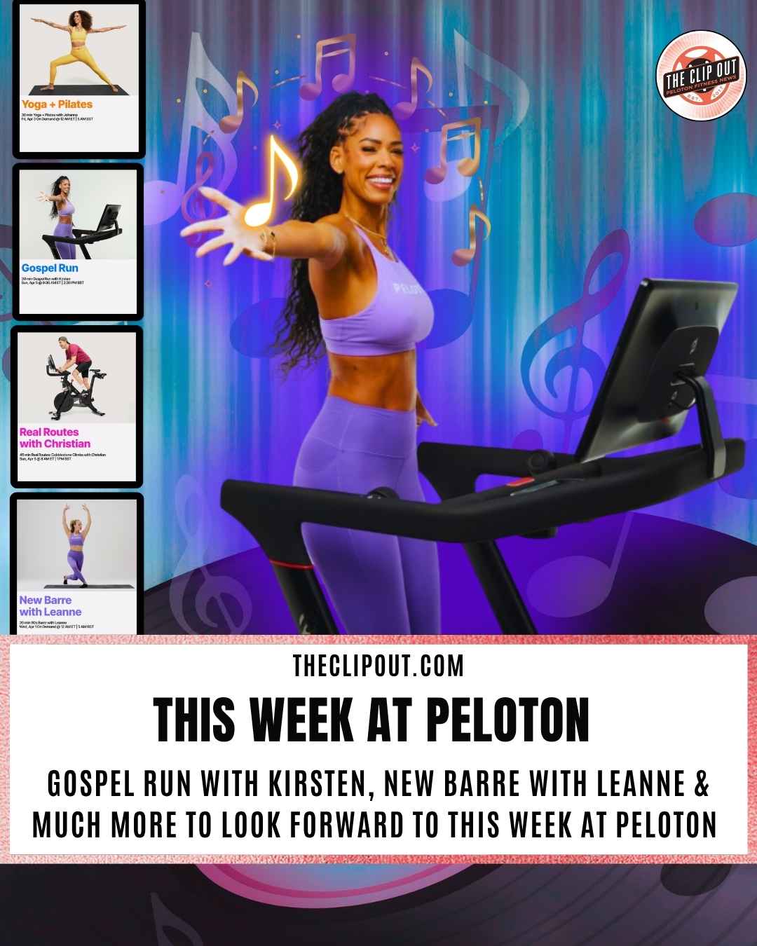 This week at peloton Gospel run with Kirsten, new barre with leanne & much more to look Forward to this week at peloton