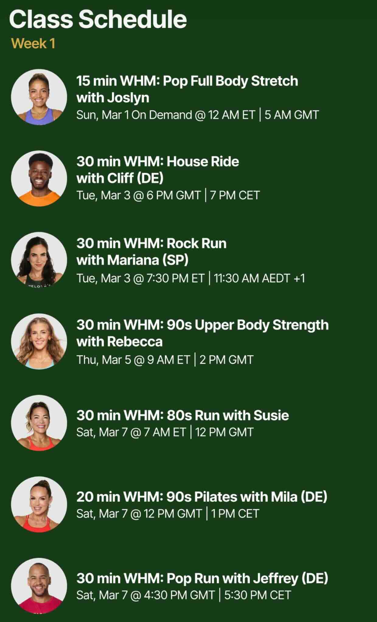 WHM 2026 Week 1 Schedule