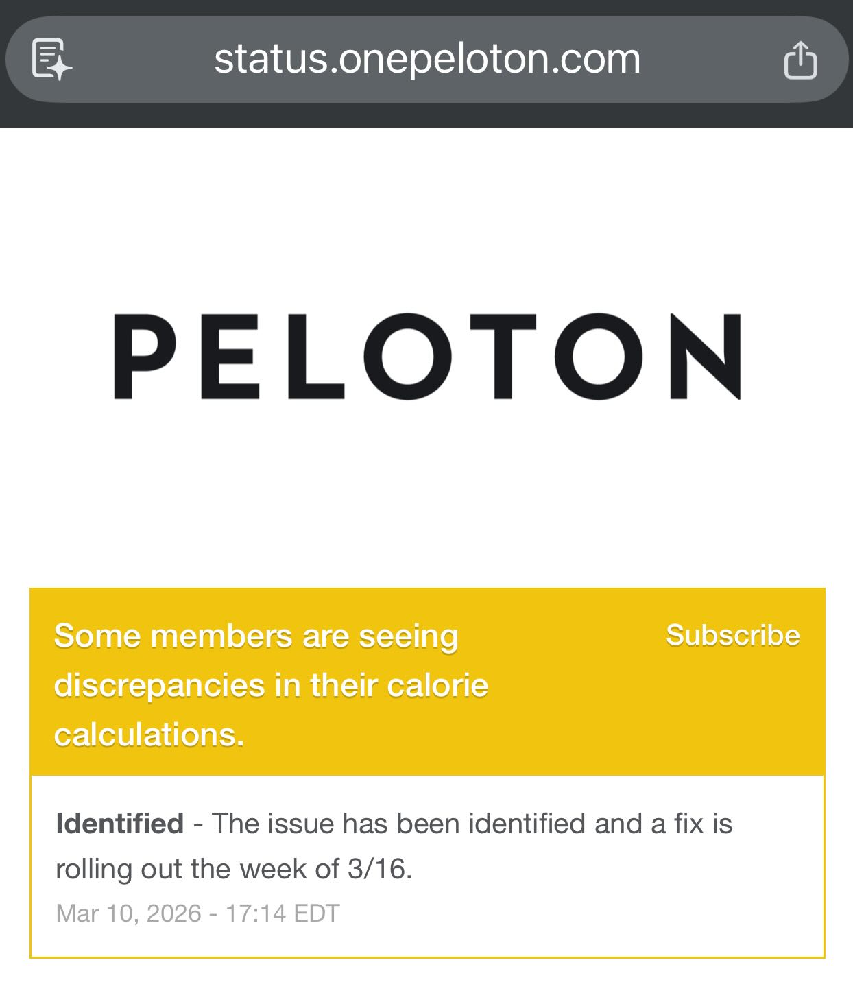 calorie count bug on peloton