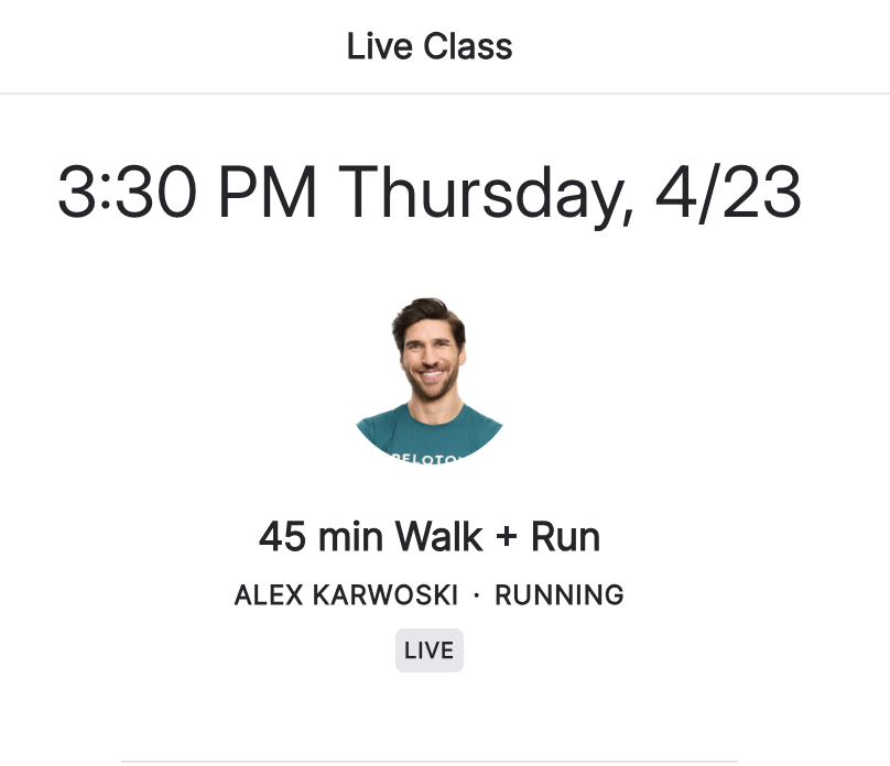 Classes to take Alex K Walk Run