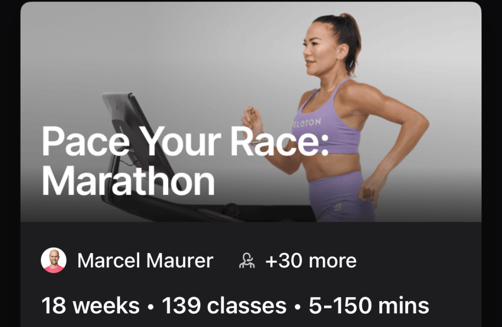 Pace Your Race Marathon Program - program on peloton app
