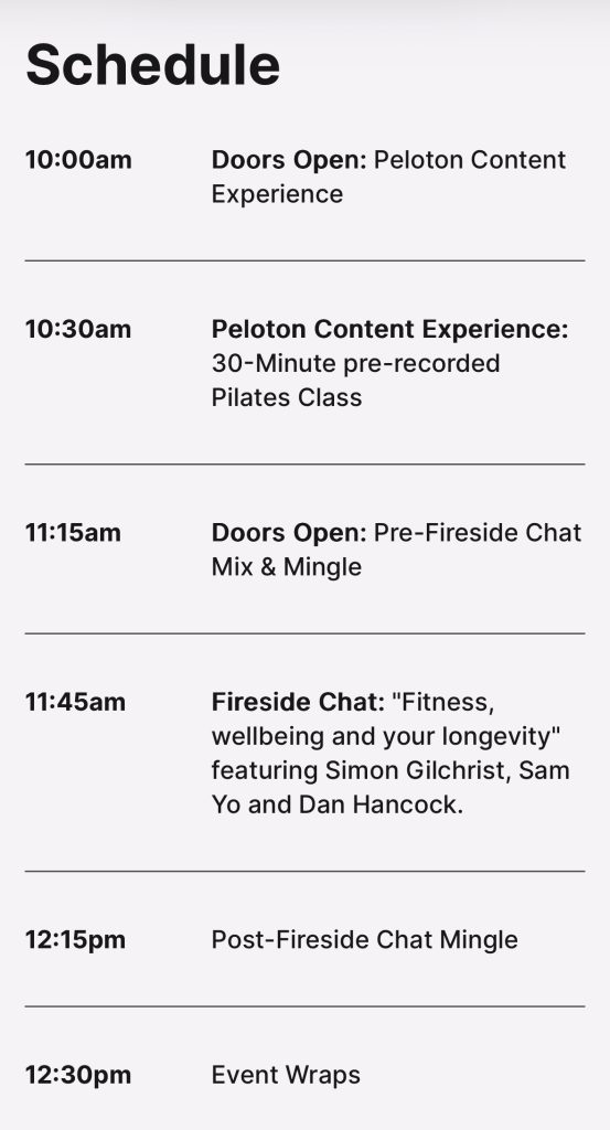 Longevity show preview Peloton