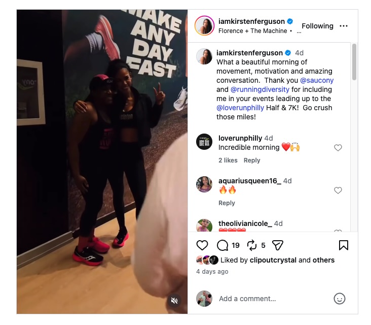Kirsten Ferguson runner Saucony event IG post