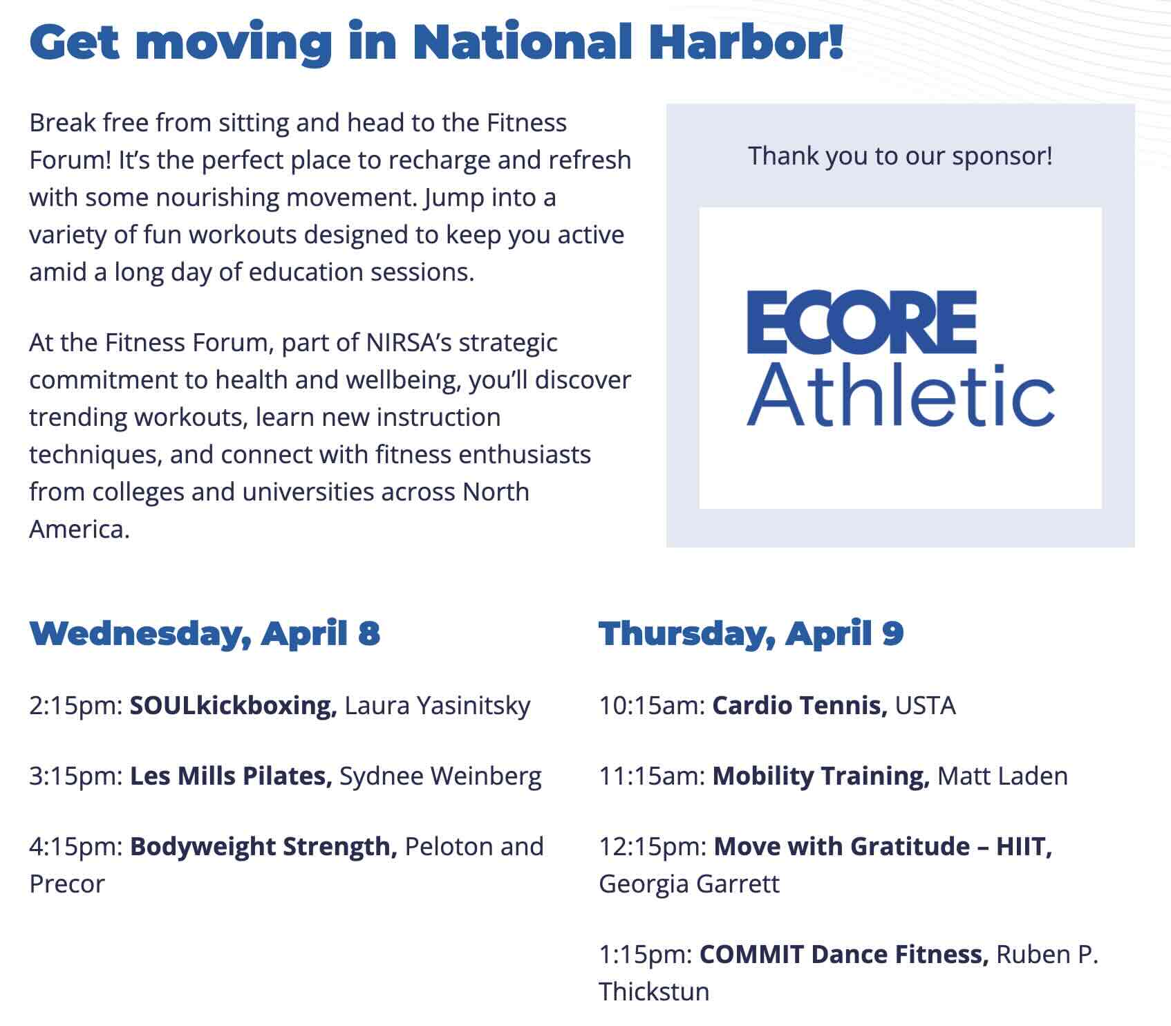 Logan Aldridge at NIRSA schedule