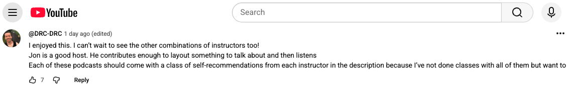 Peloton At the Next Table Comment