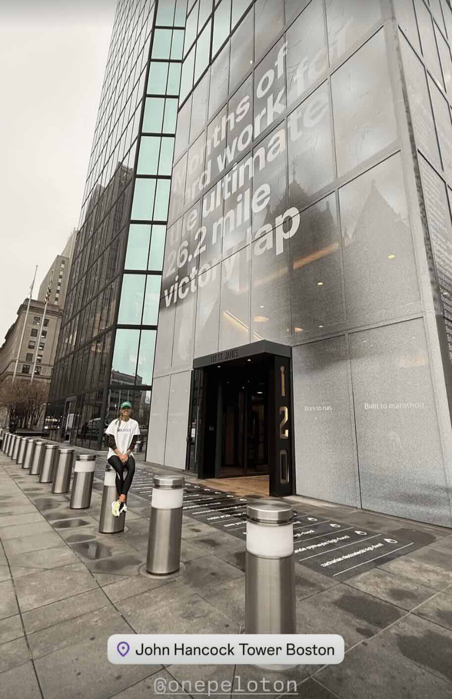 Peloton Boston Marathon activation Becs there