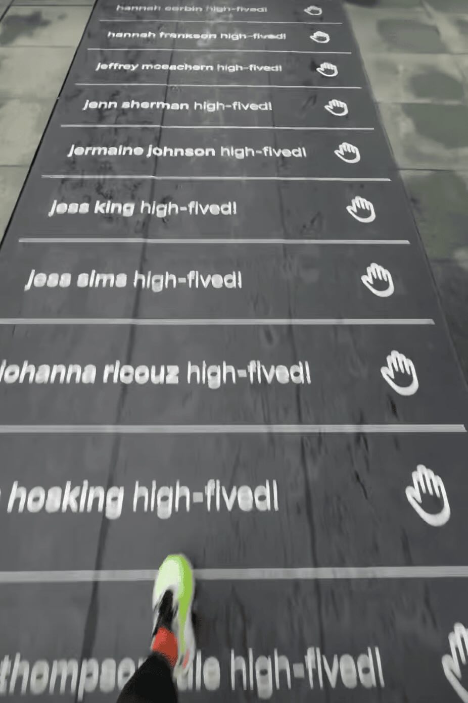 Peloton Boston Marathon activation Becs walking