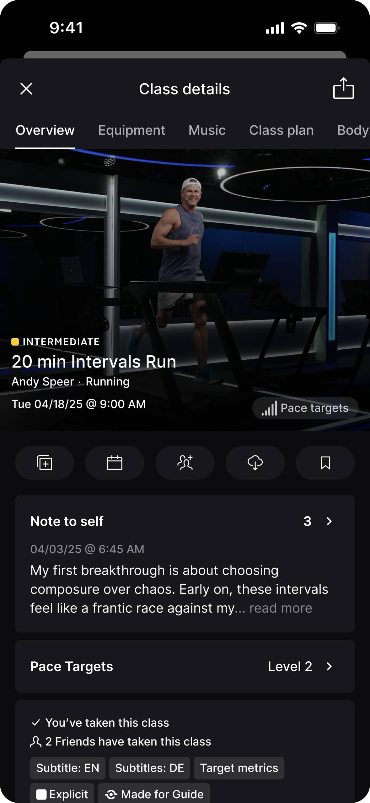 Peloton Note to Self class details