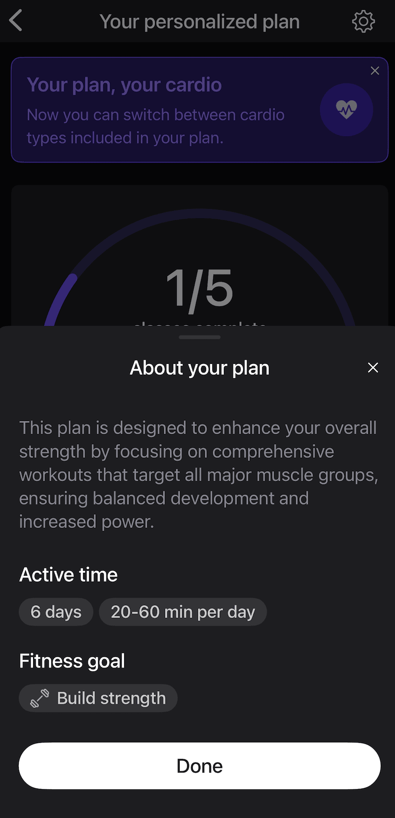Peloton personalized plan cardio update 1