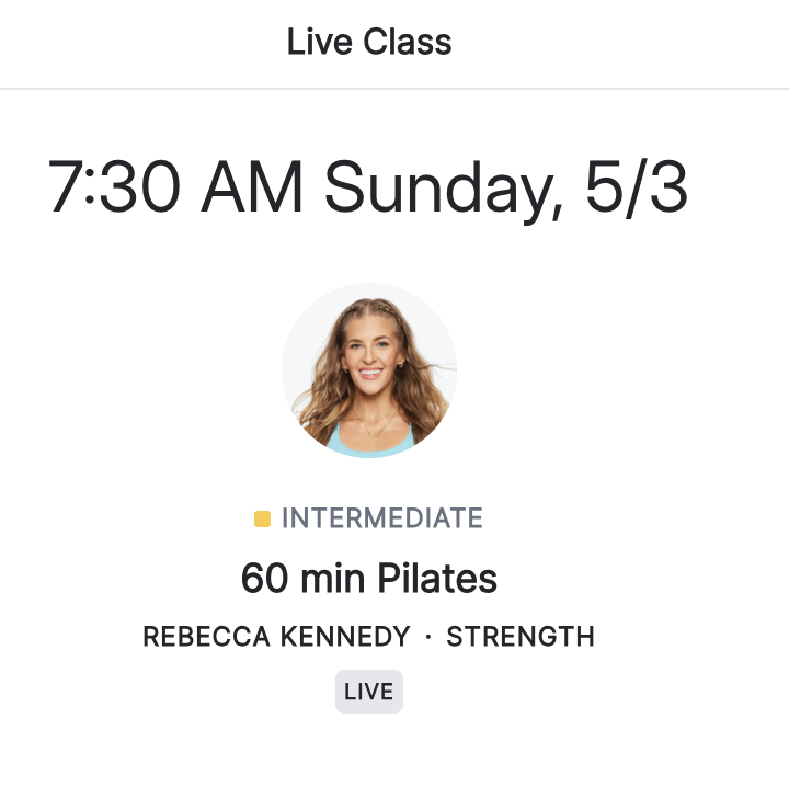 classes to take RK 60 min pilates