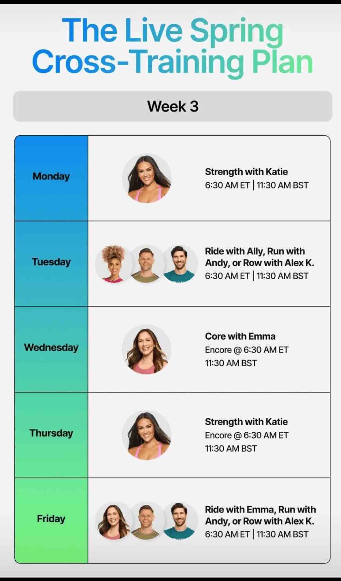 classes to take cross training week 3