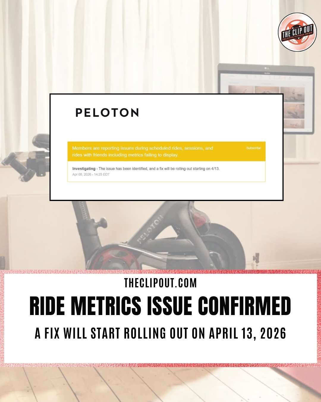 peloton ride metrics issue. fix rolling out april 13
