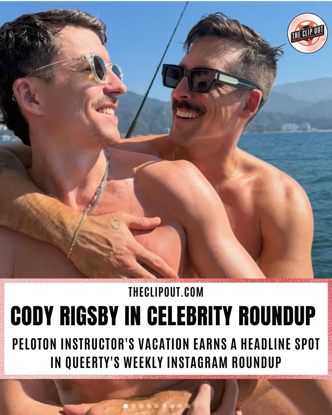 Peloton instructor Cody Rigsby on a boat in Puerto Vallarta during his PTO vacation