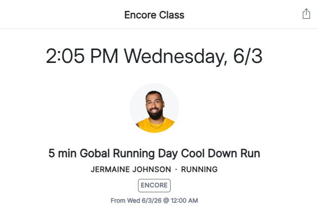 Global Running Day Jermaine Cool Down Run Wednesday June 3 2:05pm ET