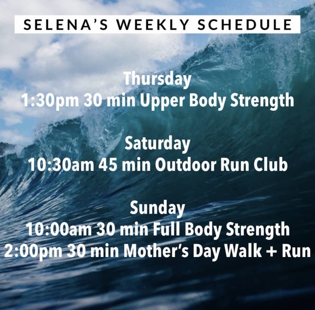 Selena Samuela live classes - live class schedule for the week