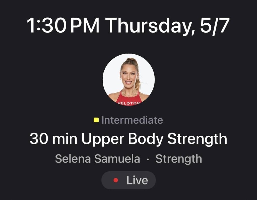 Selena Samuela live classes - classes from the scheduler