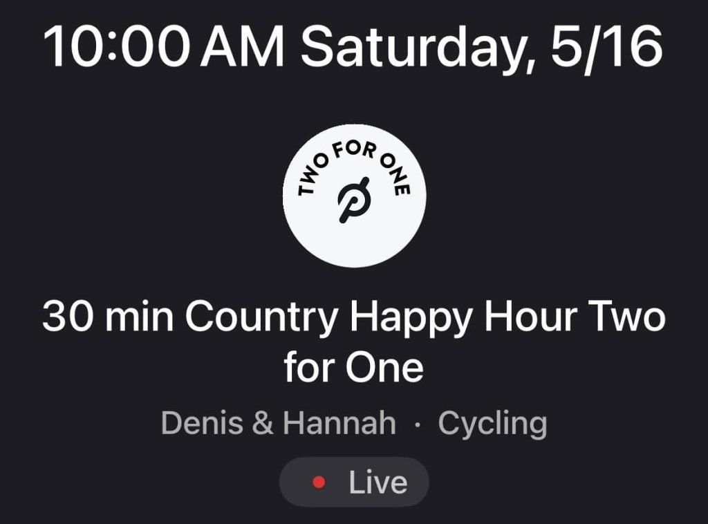 Peloton Country Happy Hour - class schedule from peloton