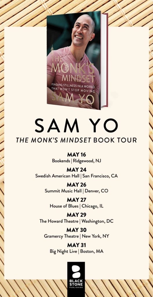 Sam Yo The Monk's Mindset - list of cities on book tour