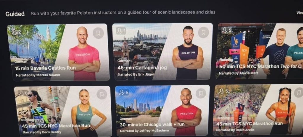 Peloton Entertainment and Scenic - guided classes
