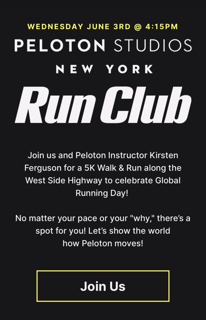  Kirsten Ferguson 5K Walk and Run June 3 Peloton Studios New York 