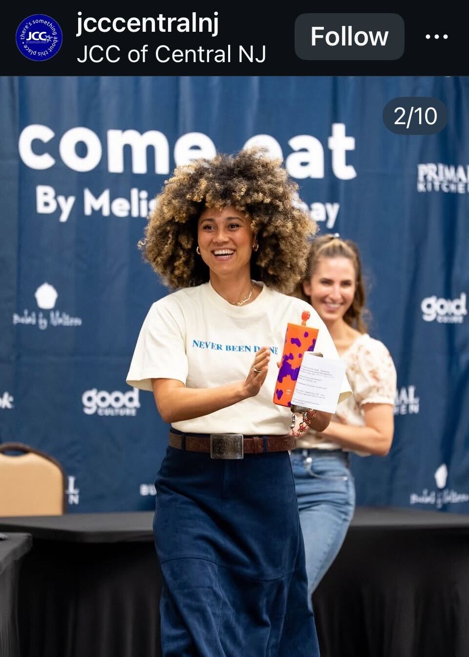 Peloton instructor Ally Love at a community event alongside Melissa Benishay at a New Jersey JCC wellness gathering