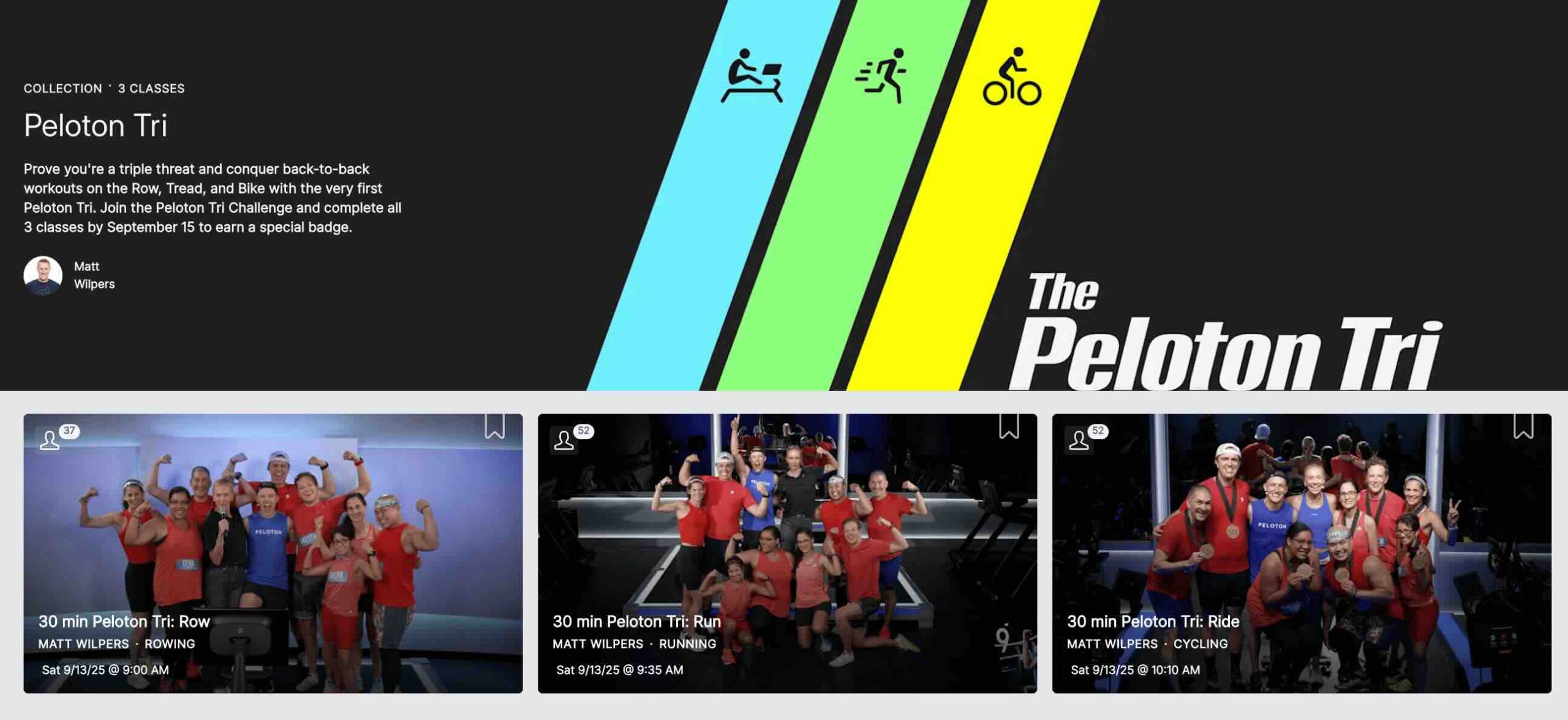 Matt Wilpers Half Ironman - Peloton Tri Collection Classes