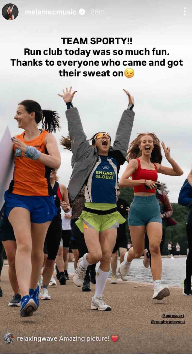 Mel C Classes - run club in London not Peloton 1