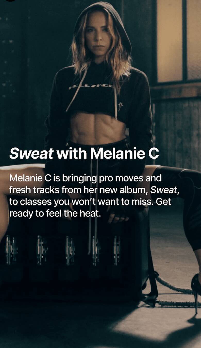 Mel C Peloton Classes IG story 1