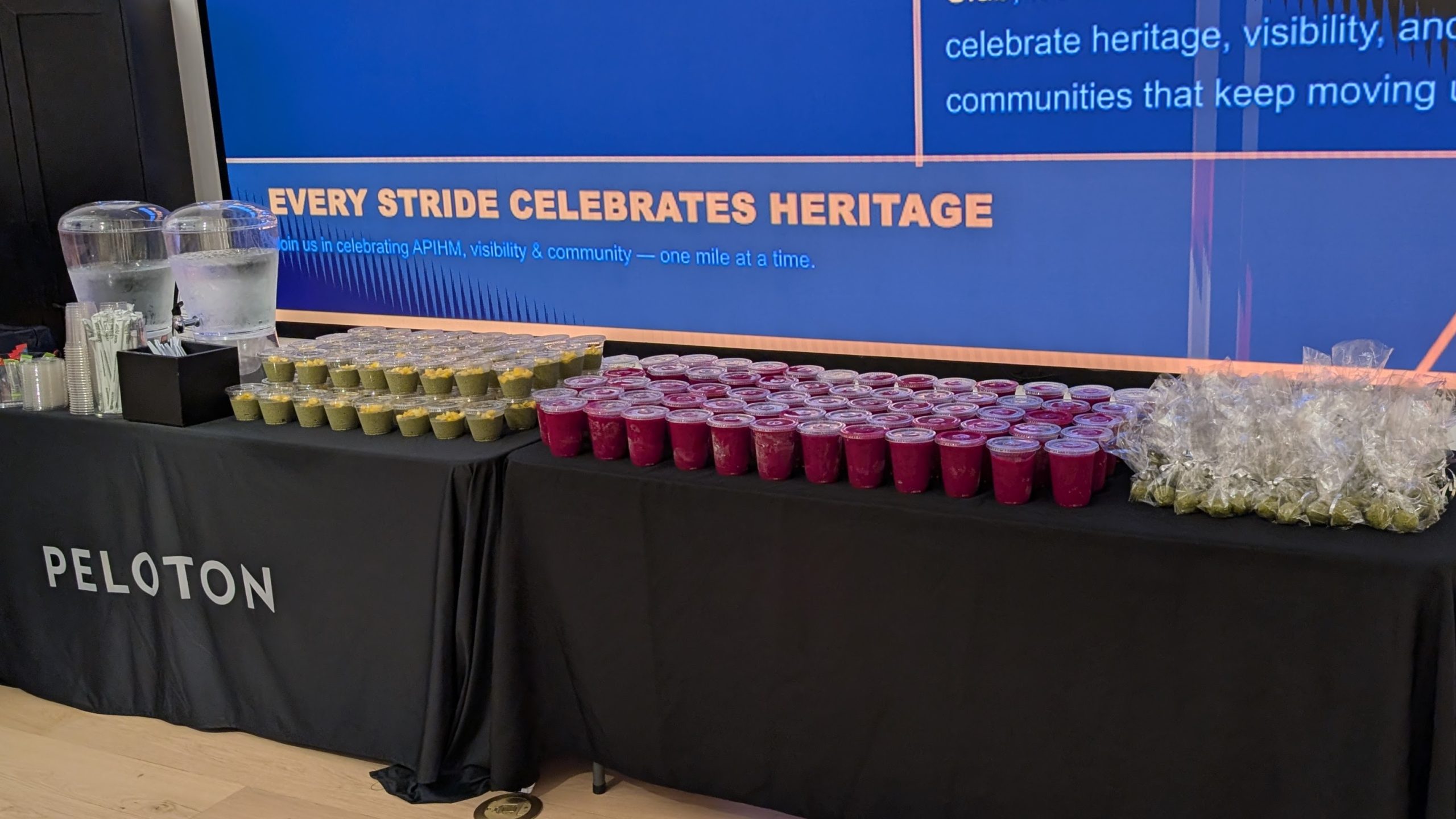 Refreshments for Peloton APIHM Run Club runners and walkers