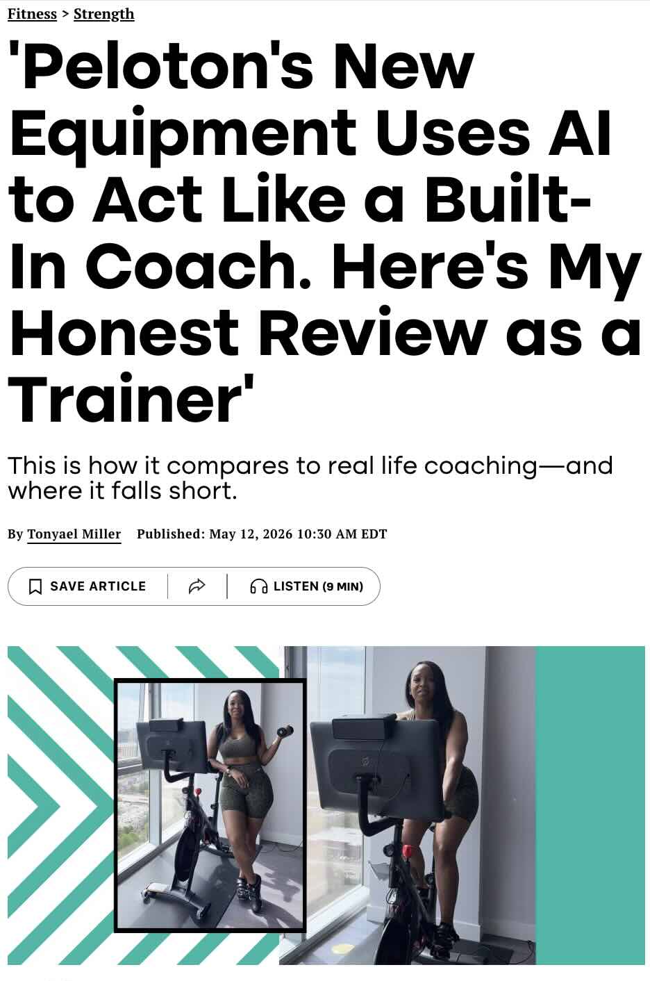 Peloton IQ reviewed in Women's Health magazine