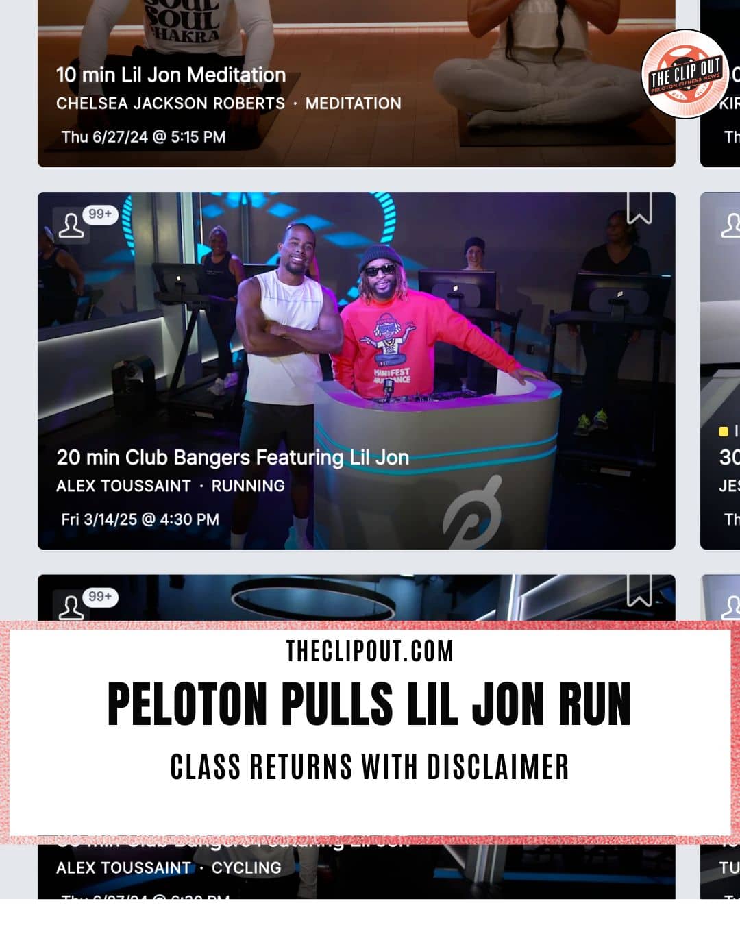 Alex Toussaint leads a Peloton run class affected by Peloton music licensing changes