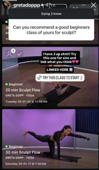 Peloton Sculpt Flow Greta Dopp IG Story 1