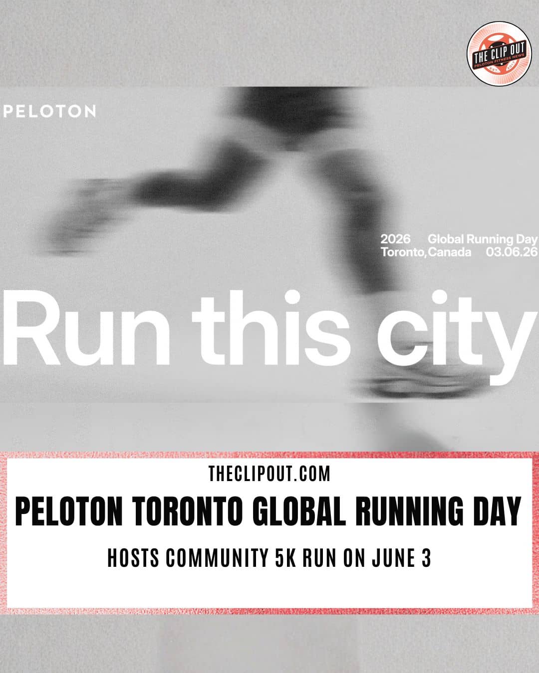 Peloton Toronto Global Running Day community 5K event at Transmission Studios, 58 Berkeley St., Toronto, June 3 2026