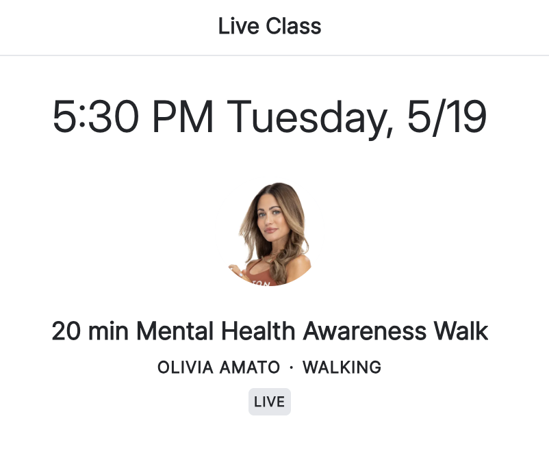 Olivia Amato Mental Health Walk schedule
