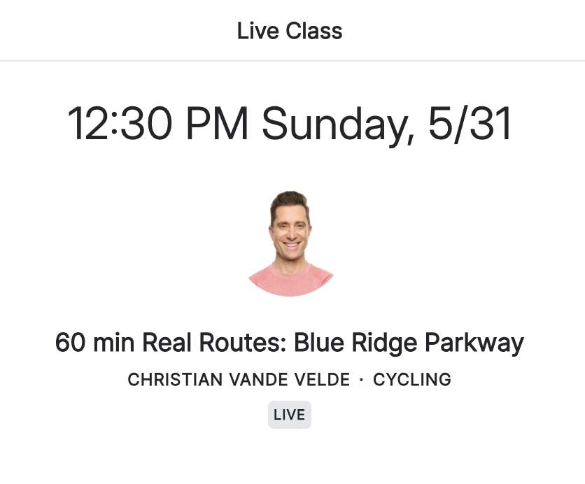 classes to take - new CVV Peloton Real Routes