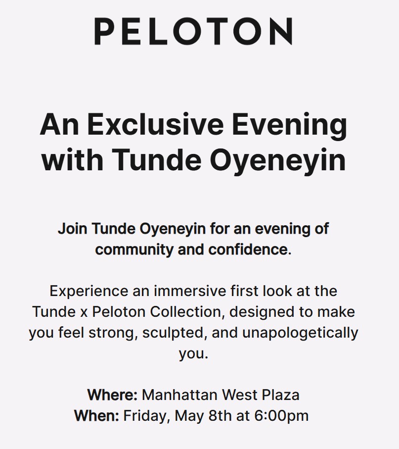 an exclusive evening with tunde oyeneyin tunde x peloton collection launch details