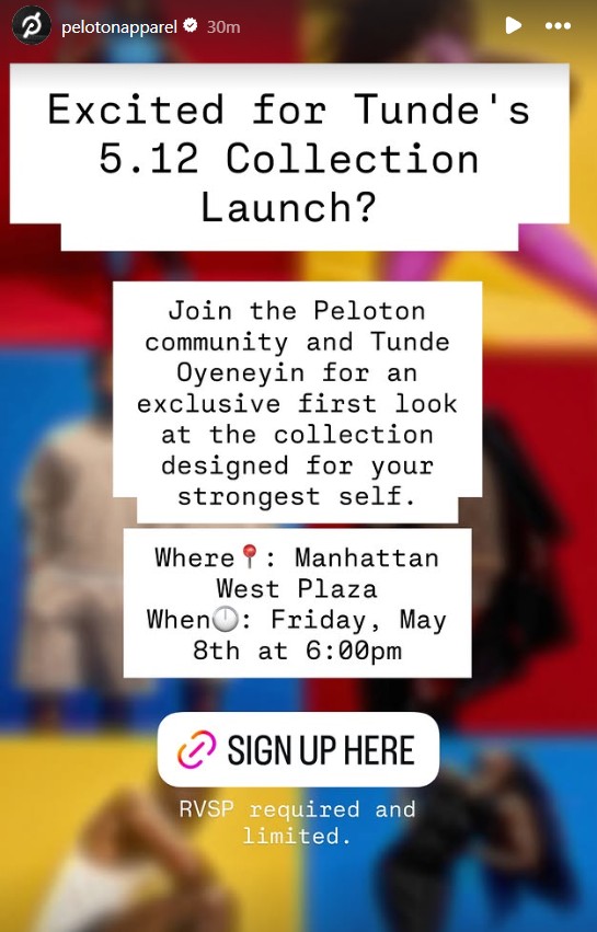 tunde x peloton collection instagram announcement