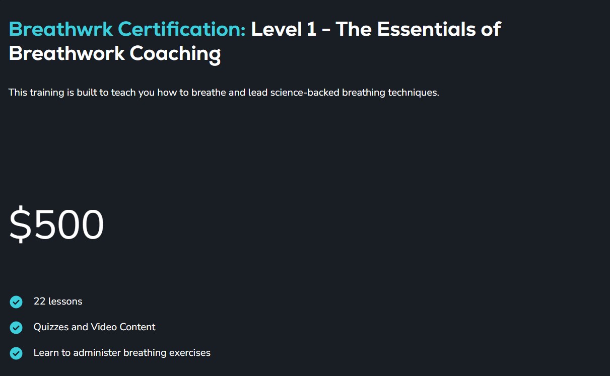 Breathwrk Certification 22 class course